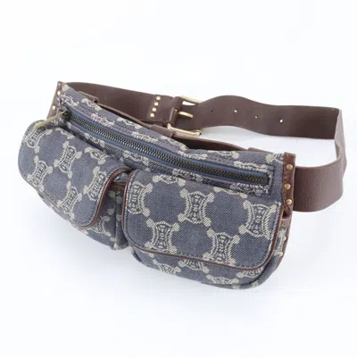 Pre-owned Celine Blue Brown Leather Pouch Sling Bag () In Multi