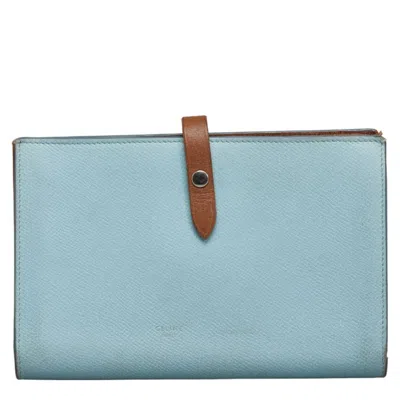 Pre-owned Celine Blue Brown Leather Wallet (bi-fold) ()