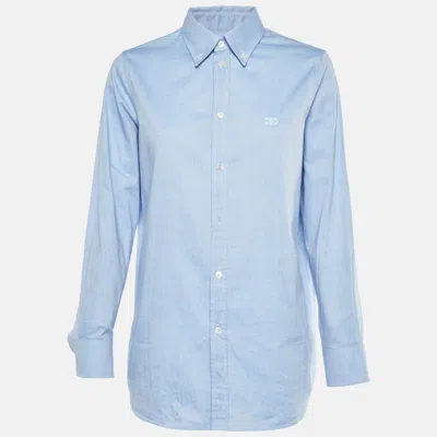 Pre-owned Celine Blue Cotton Blend Button Down Shirt M