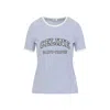 Celine Blue Crewneck Striped Logo T-shirt In Blue