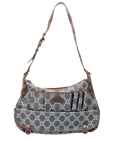Celine Blue Denim & Brown Macadam Denim Canvas Zip Hobo Bag (authentic Pre-  Loved)