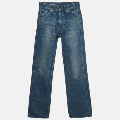 Pre-owned Celine Blue Denim High Rise Flared Jeans S/waist 26"