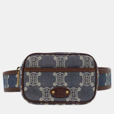 Pre-owned Celine Blue Denim Macadam Belt Bum Bag