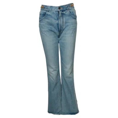 Pre-owned Celine , Blue Flared Jeans With Gold Details