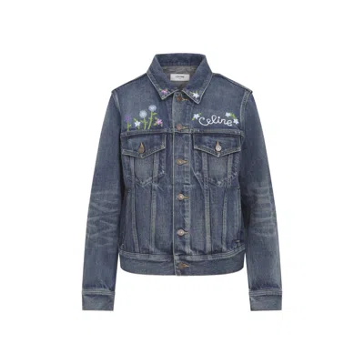 CELINE BLUE FLORAL EMBROIDERY JACKET