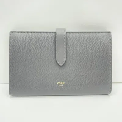 Pre-owned Celine Blue Gray Leather Bill Wallet (bi-fold) () In Blue, Gray