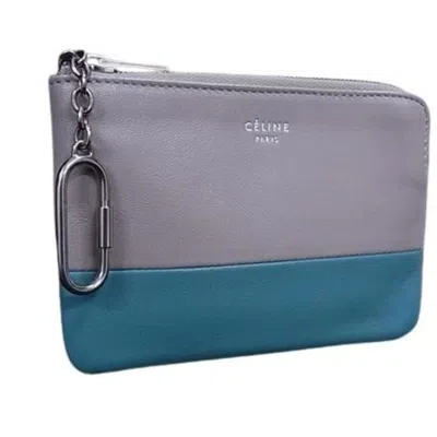 Pre-owned Celine Blue Gray Leather Coin Purse/coin Case () In Multi