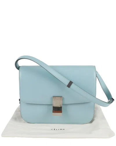 Celine Blue Leather Classic Box Medium Shoulder Bag