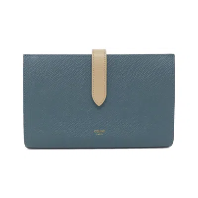 Pre-owned Celine Blue Leather Long Wallet (bi-fold) ()