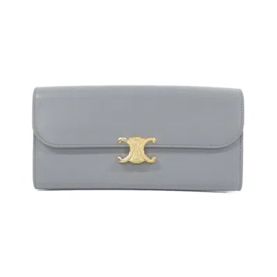 Pre-owned Celine Blue Leather Long Wallet (bi-fold) ()