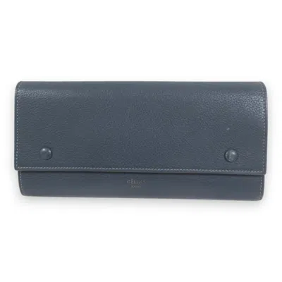 Pre-owned Celine Blue Leather Long Wallet (bi-fold) ()