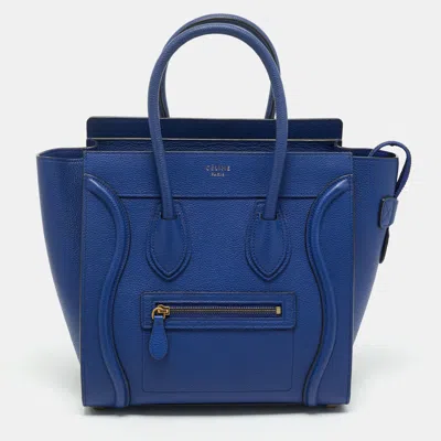 Pre-owned Celine Blue Leather Micro Luggage Tote