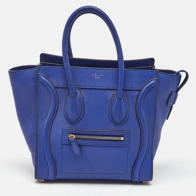 Pre-owned Celine Blue Leather Micro Luggage Tote
