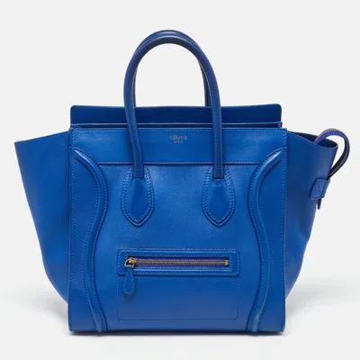 Pre-owned Celine Blue Leather Mini Luggage Tote