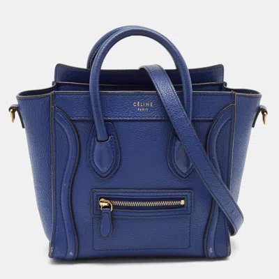 Pre-owned Celine Blue Leather Nano Luggage Tote