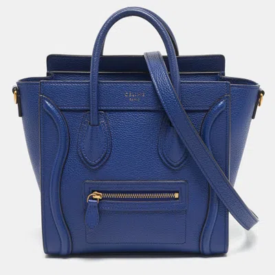 Pre-owned Celine Blue Leather Nano Luggage Tote