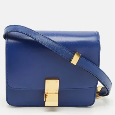 Pre-owned Celine Blue Leather Small Classic Box Flap Bag