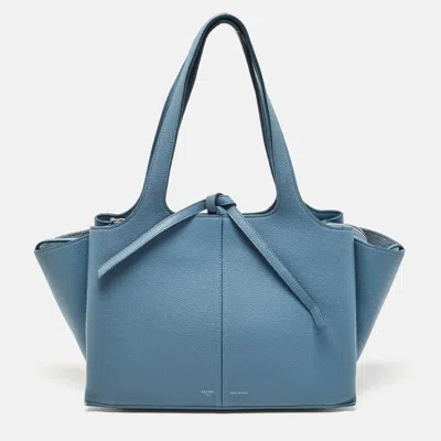 Pre-owned Celine Blue Leather Small Tri-fold Tote