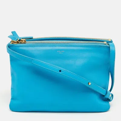 Pre-owned Celine Blue Leather Small Trio Crossbody Bag