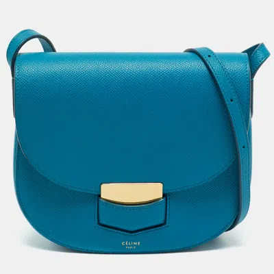 Pre-owned Celine Blue Leather Small Trotteur Crossbody Bag