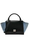 Celine Blue Leather Tri-color Trapeze (authentic Pre-loved) In Black