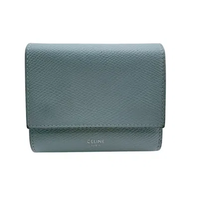 Pre-owned Celine Blue Light Blue Leather Wallet (tri-fold) ()