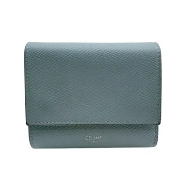 Pre-owned Celine Blue Light Blue Leather Wallet (tri-fold) () In Blue, Light Blue