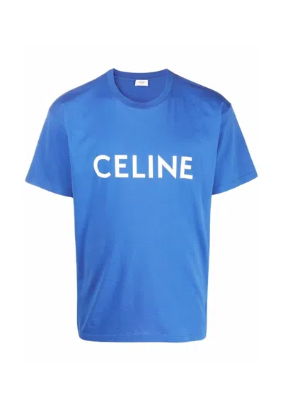 Pre-owned Celine Blue Logo T Shirt M