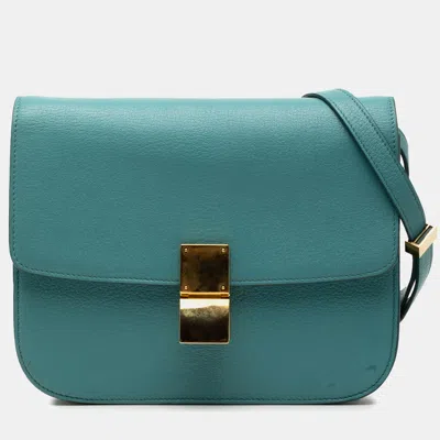 Pre-owned Celine Blue Medium Calfskin Classic Box