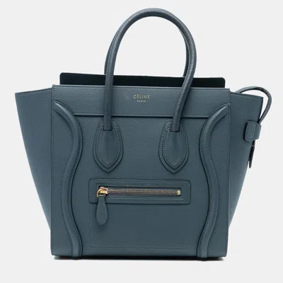 Pre-owned Celine Blue Micro Calfskin Luggage Tote
