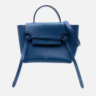 Pre-owned Celine Blue Micro Grained Calfskin Belt Bag