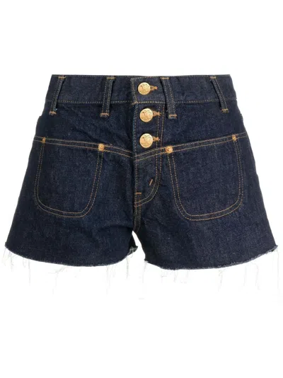 Celine Blue Mid-rise Denim Shorts