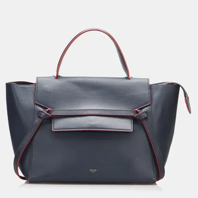 Pre-owned Celine Blue Mini Belt Satchel
