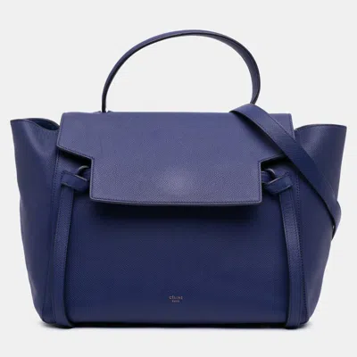 Pre-owned Celine Blue Mini Grained Calfskin Belt Bag