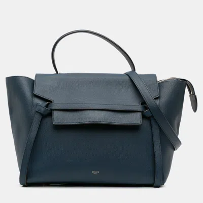Pre-owned Celine Blue Mini Grained Calfskin Belt Bag