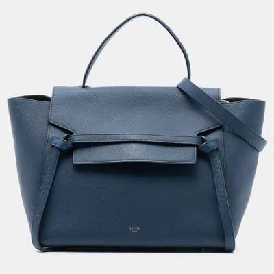 Pre-owned Celine Blue Mini Grained Calfskin Belt Bag