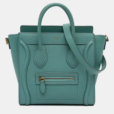 Pre-owned Celine Blue Nano Goatskin Luggage Tote