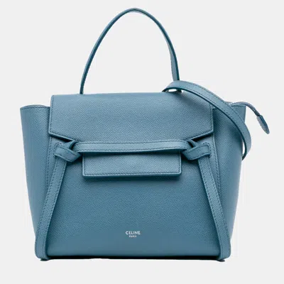 Pre-owned Celine Blue Nano Grained Calfskin Belt Bag
