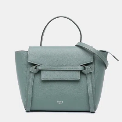 Pre-owned Celine Blue Nano Grained Calfskin Belt Bag