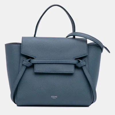 Pre-owned Celine Blue Nano Leather Belt Satchel