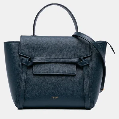 Pre-owned Celine Blue Pico Grained Calfskin Belt Bag