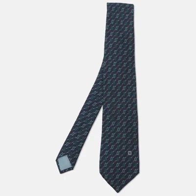 Pre-owned Celine Blue Printed Silk Neck Tie
