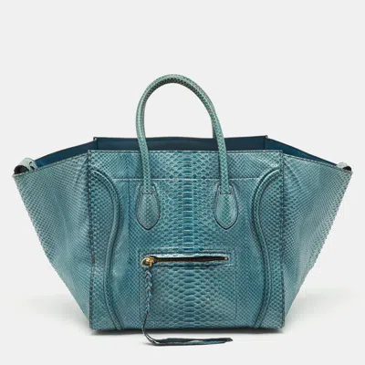 Pre-owned Celine Blue Python Medium Phantom Luggage Tote