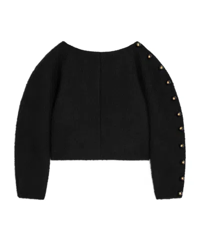Celine Boatneck Top In Cashmere And Wool Natté In Black