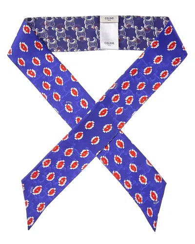 Celine Bobo Silk Scarf In Blue