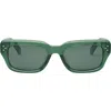 Celine Bold 3 Dot Rectangular Sunglasses In Shiny Dark Green/green