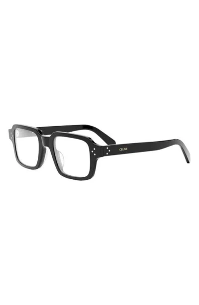 Celine Bold 3 Dots 49mm Small Rectangular Optical Sunglasses In Black