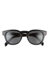 Celine Bold 3 Dots 49mm Square Sunglasses In Shiny Black / Smoke