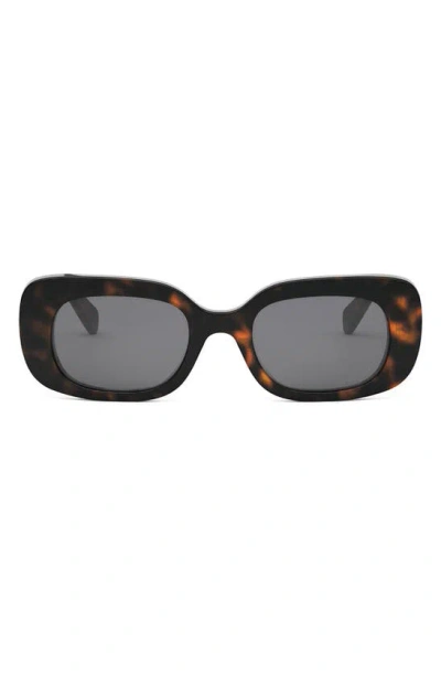 Celine Bold 3 Dots 51mm Rectangular Sunglasses In Dark Havana Grey