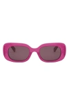 Celine Bold 3 Dots 51mm Rectangular Sunglasses In Shiny Pink Brown